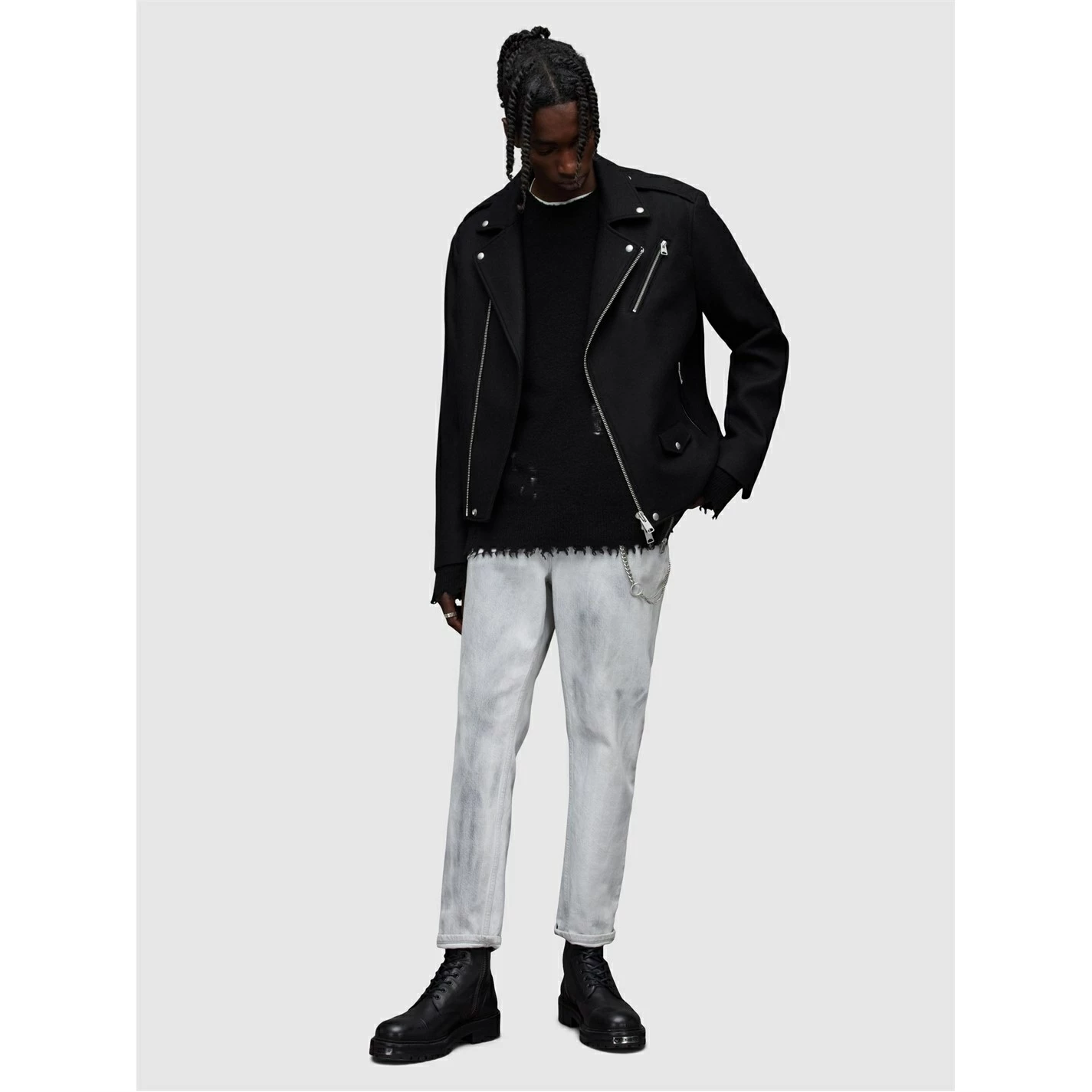 AllSaints AllSaints Devoto Biker Jacket Mens - Image 3