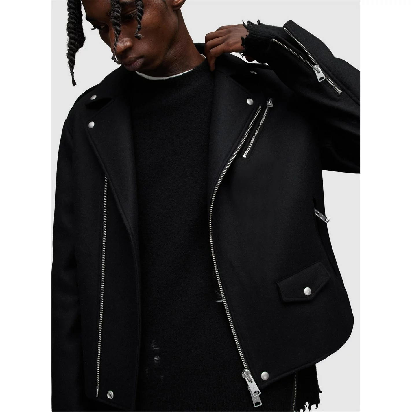 AllSaints AllSaints Devoto Biker Jacket Mens - Image 5