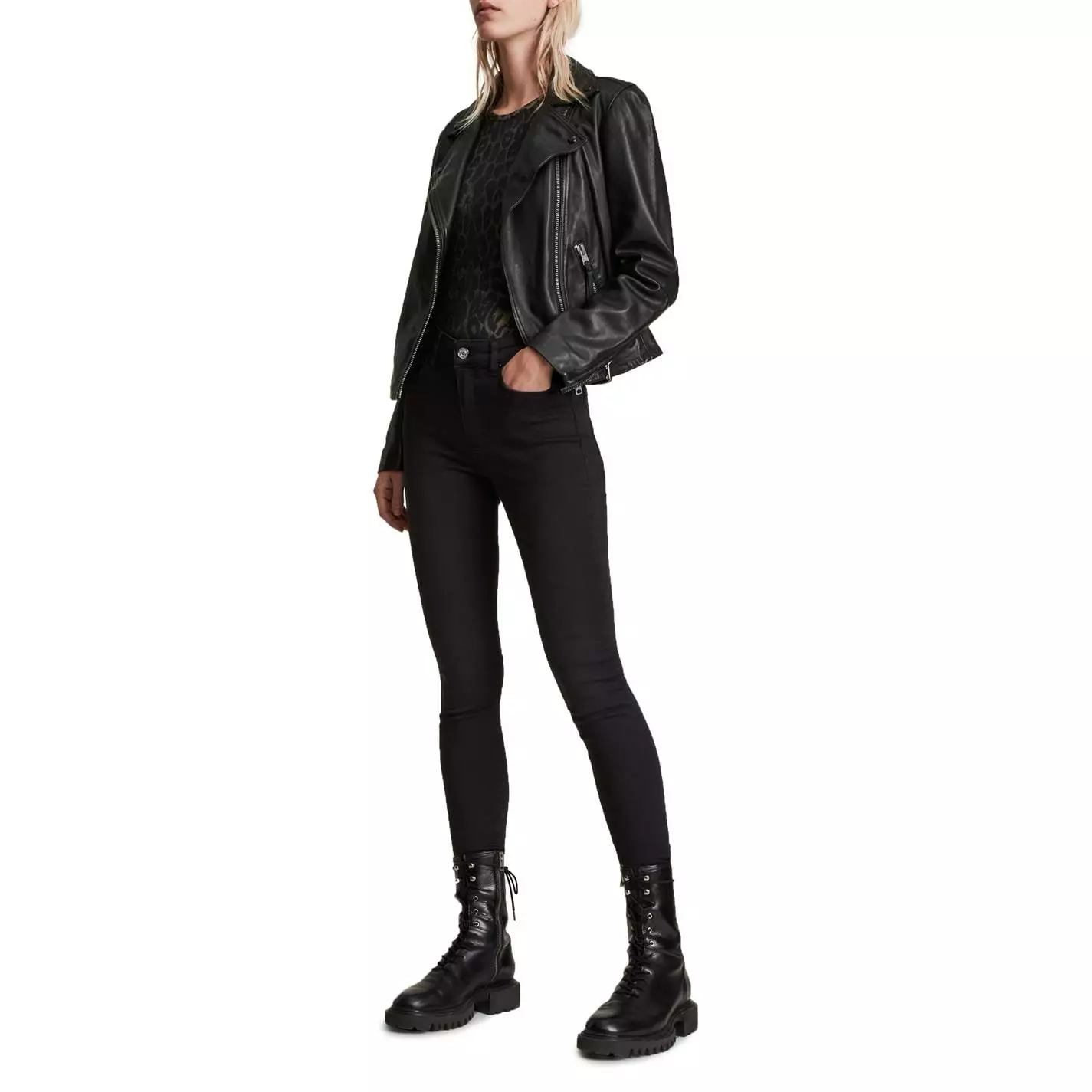AllSaints Dalby Biker Jacket - Image 3