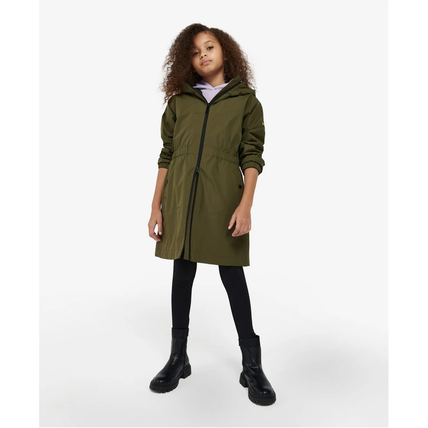 Barbour International Girls Rein Longline Showerproof Jacket - Image 4