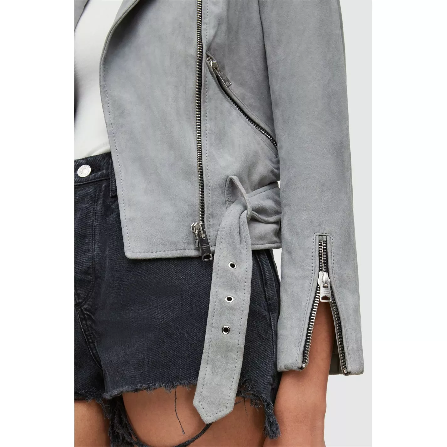 AllSaints AllSaints Balfern Suede Biker Jacket Womens - Image 3