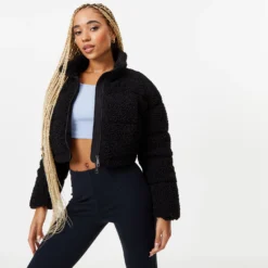 Jack Wills Crop Borg Puffer Jacket