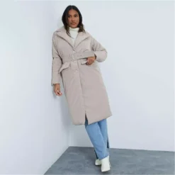I Saw It First Maxi Padded Utility Jacket With Front Pockets