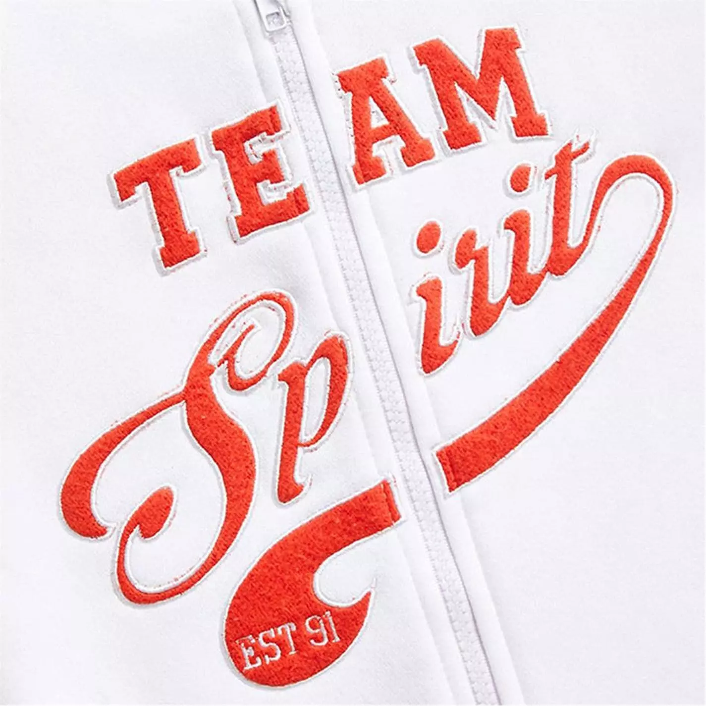 I Saw It First Blue Girls Team Spirit Embroidered Heavyweight Fleeceback Varsity Jacket - Image 2