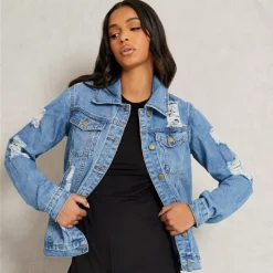 I Saw It First Ripped Oversized Denim Jacket