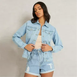 I Saw It First Oversized Denim Boyfriend Jacket
