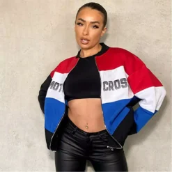 I Saw It First Motocross Oversized Embroidered Bomber Jacket