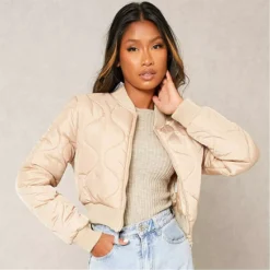 I Saw It First Cropped Onion Quilted Bomber Jacket