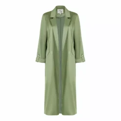 Yumi Green Satin Longline Kimono Jacket