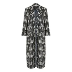 Yumi Zebra Print Satin Long Kimono Jacket