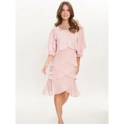 Gina Bacconi Toni Chiffon Tier Jacket Dress