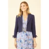 Yumi Navy Cropped Retro Jacket The Bow Cuff
