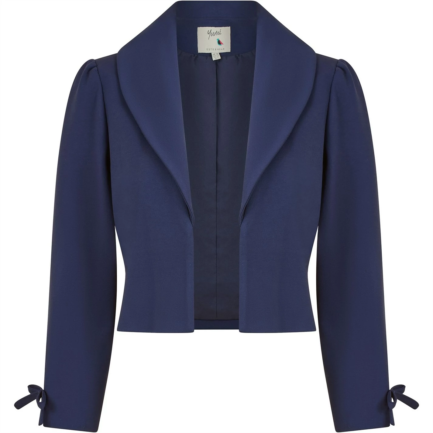 Yumi Navy Cropped Retro Jacket The Bow Cuff - Image 4